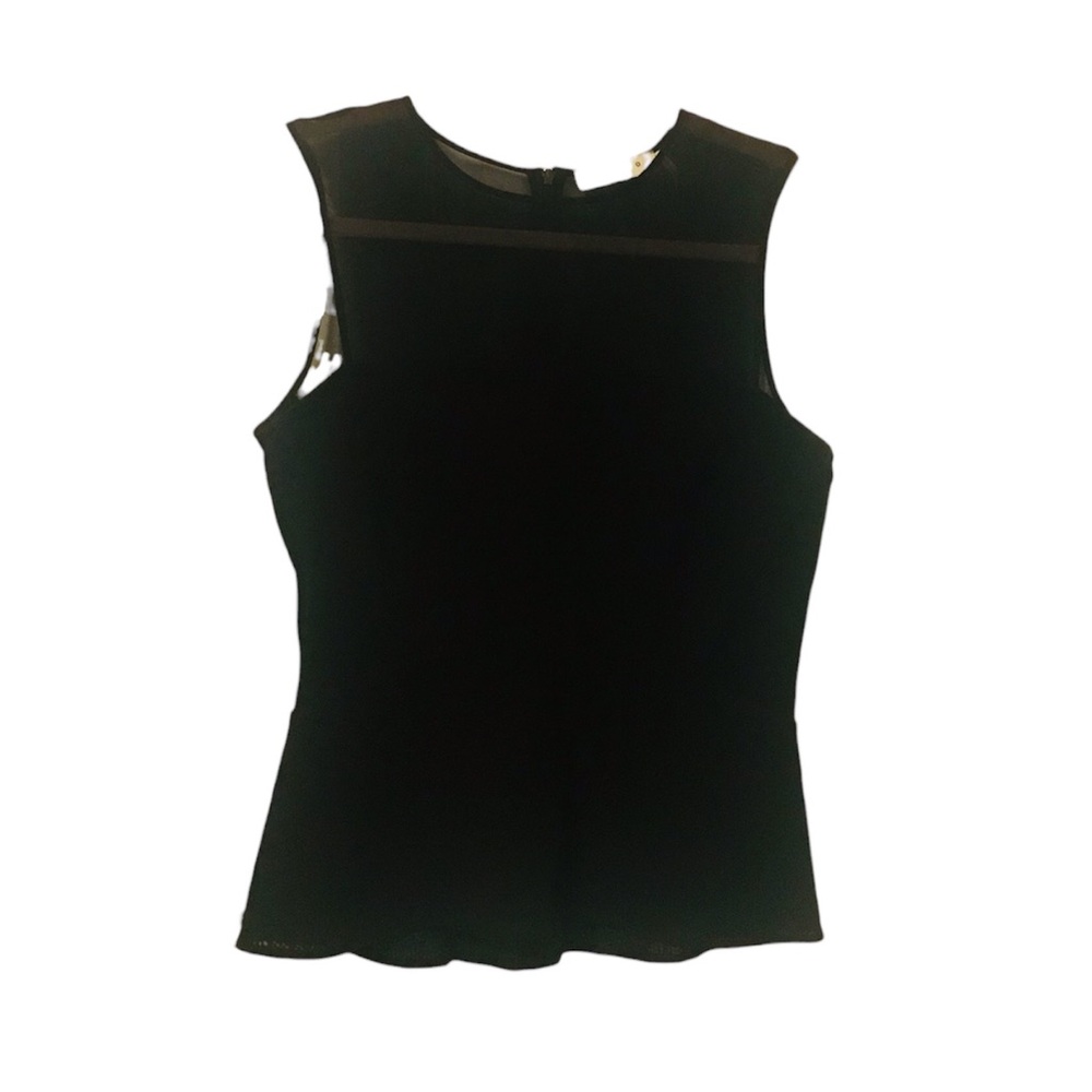 Black Sandro dressy peplum tank with sheer décolletage - Picture 3 of 10